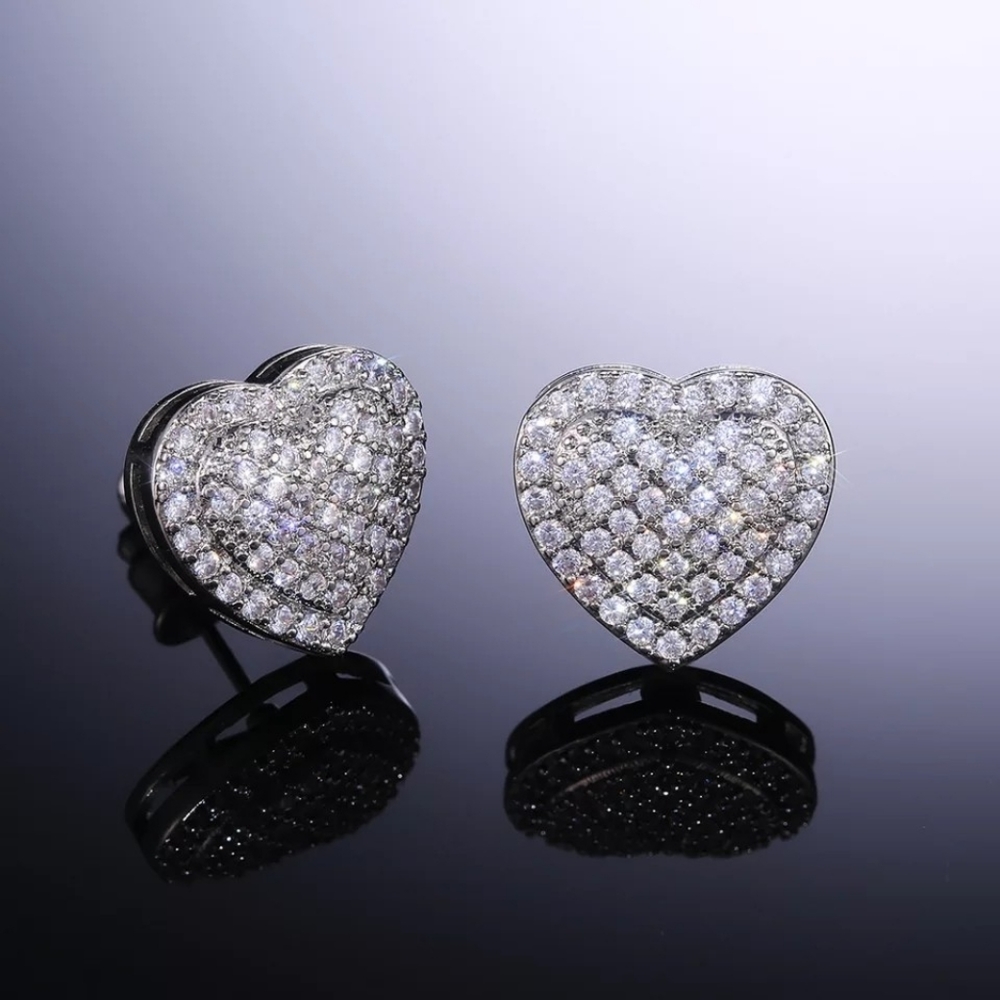 🎈Love silver diamond stud earrings - Picture 3 of 6